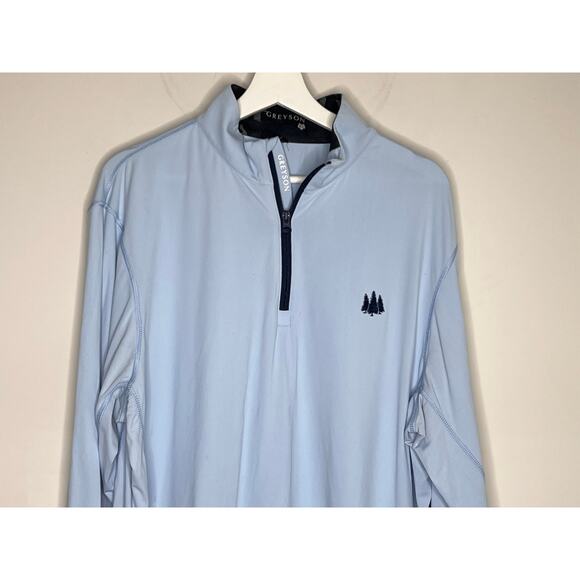 Greyson Tate Mockneck 1/4 Zip Pine Tree Performance Shirt Wolf Blue Mens Size XL - Picture 3 of 10